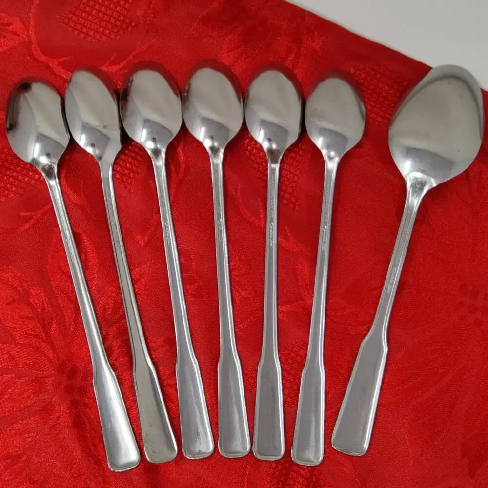 6+1X LH Tsp Friendship Oneida Wm Rogers Stainless Long Handle Tea Malt Spoons